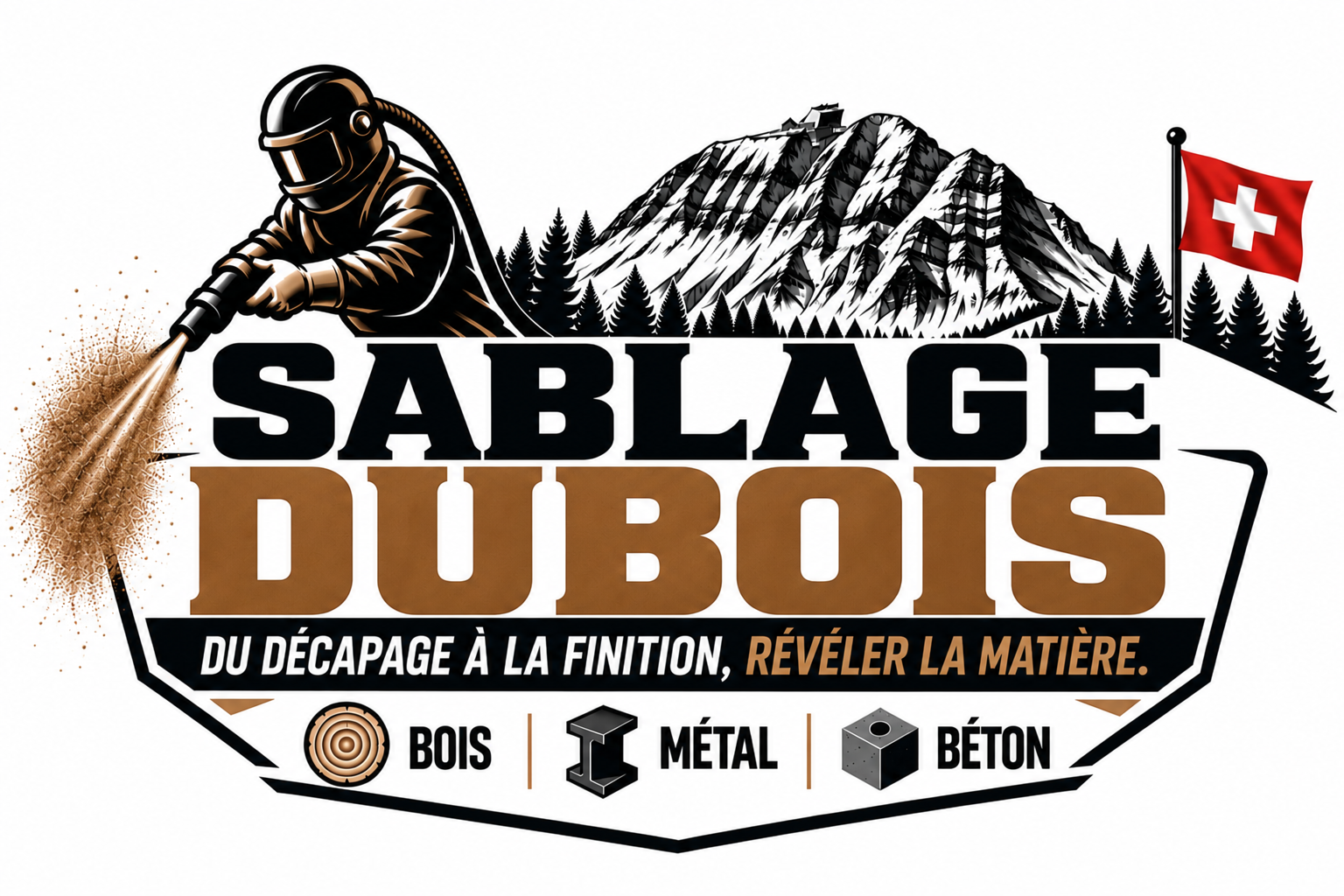 Logo Sablage Dubois, bois métal béton